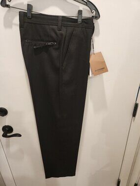 Burberry NWT Black Wool Cut-Out Wide-Leg Trousers Pant Size IT 50